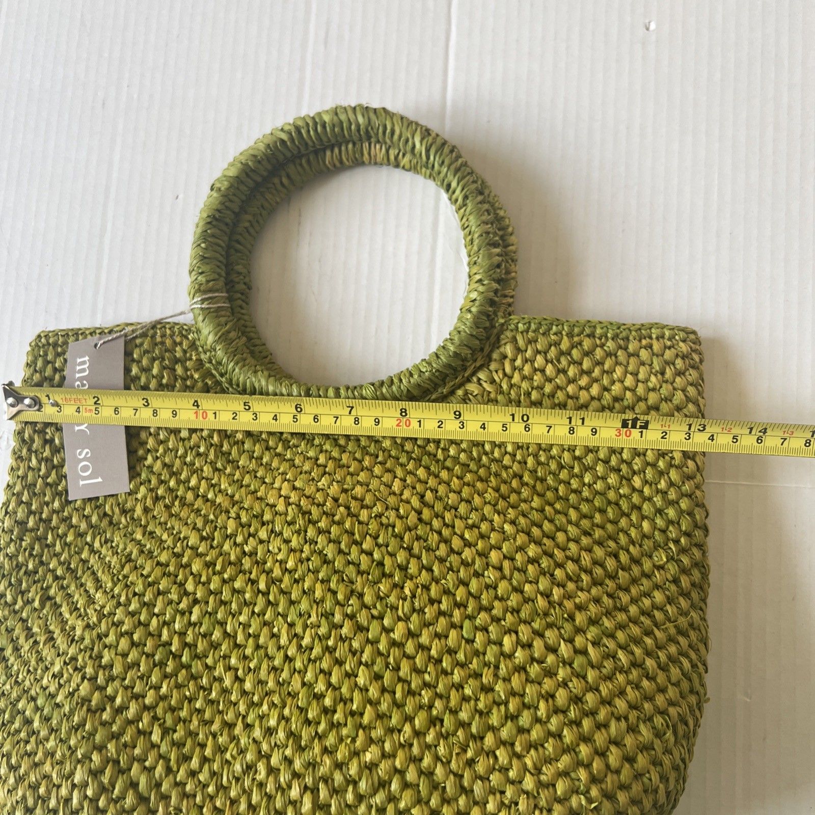 Mar Y Sol Serena Raffia Handmade Tote Bag Green Nwt — image 6 of 8